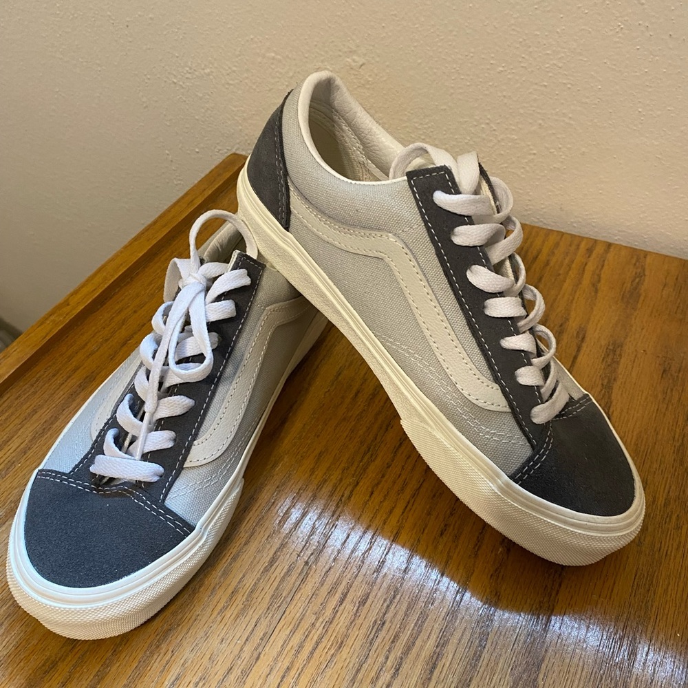 Grey and off-white Old Skool Vans womens size 6.5